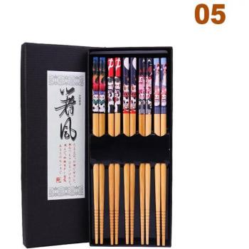 5 Pairs of Reusable Bamboo Chopsticks for Tableware