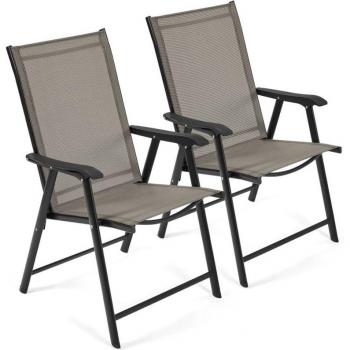 Yaheetech Terrazza Sedie Pieghevoli con Braccioli, Set 2