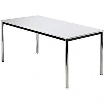 Bürotisch Rundfuß 160x80 Grau/Chrom