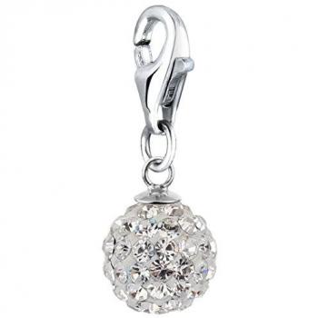 Nenalina 925 Silber Anhänger Ball mit Swarovski‑Steinen – Charm für Damen
