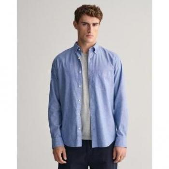 Camisa de Algodón y Lino Azul XL Gant Hombre