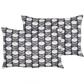 Set de 2 almohadas de jardín 40 x 60 cm gris poliéster