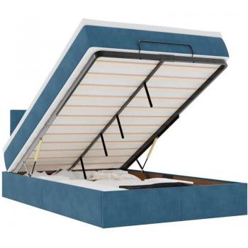 Cadre de lit ottoman avec matelas velours sombre 120x200 cm