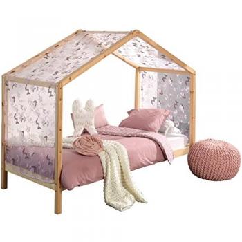 Lit Cabane Kobi 90x200 cm – Voile en Pin Massif Clair