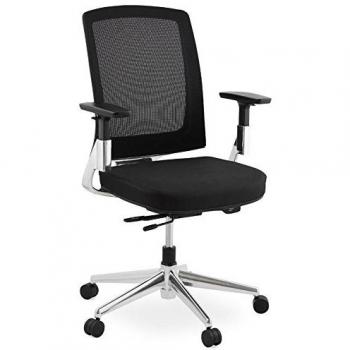 Fauteuil de bureau Kokoon Tepper, design en tissu noir, 360° d'inclinaison, hauteur d'assise 46 cm, rembourré, dimensions 65x68x111 cm