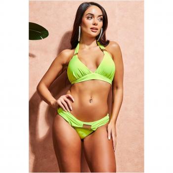 Goddiva Abstract Stripe Buckle Detail Bikini