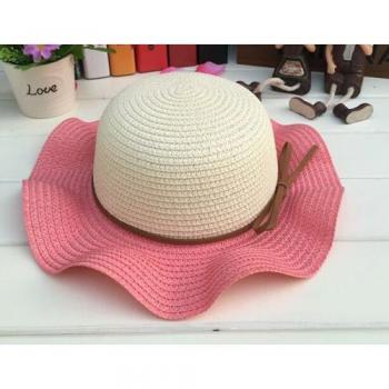 Sombrero de Paja para Niños Doble Color con Volantes