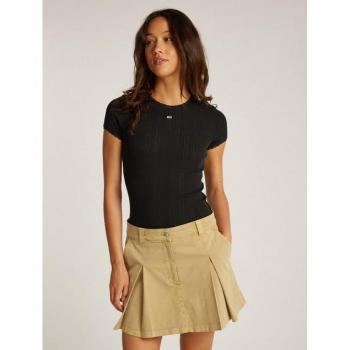 T-shirt en maille pointelle noir Tommy Jeans