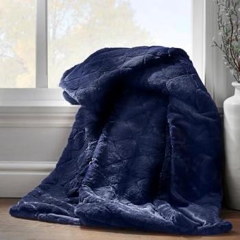 Catherine Lansfield Flanell-Wurfdecke Blau, weich und flauschig mit Diamanten