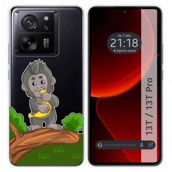 Funda Silicona Transparente con Dibujos Mono para Xiaomi 13T / 13T Pro 5G