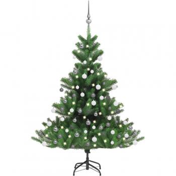 120cm Nordmann Fir Artificial Christmas Tree with LED & Ball Set Green