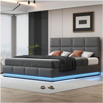 Lit Pratique 180x200 cm avec Éclairage et Espace de Rangement