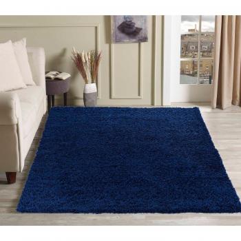 Chic Navy Shaggy Area Rug