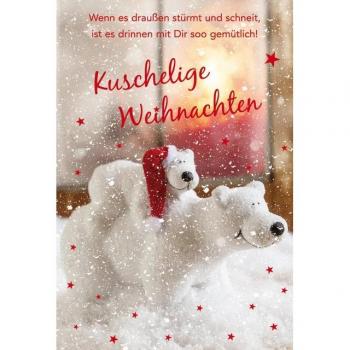 Festliche Eisbärenkarte: Weihnachtlicher Gruß mit Umschlag und Schnee