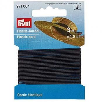 Elastic Round Cord, Black, 3m x 1.5mm Diameter