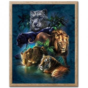 Motif Broderie 5D Lion-Tigre – Strass Croix