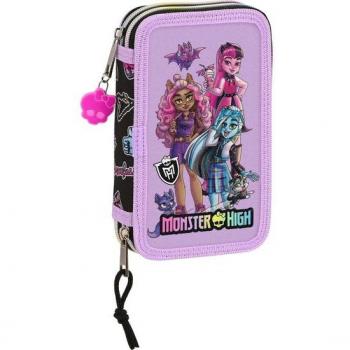 Plumier doble pequeño 28 piezas Monster High Safta negra