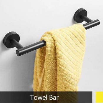 Black Matte Bathroom Accessory Trio: Robe Hook, Towel Rack, Paper Dispenser