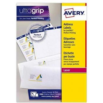 Etichette bianche per indirizzi AVERY Ultragrip 63,5x72 mm