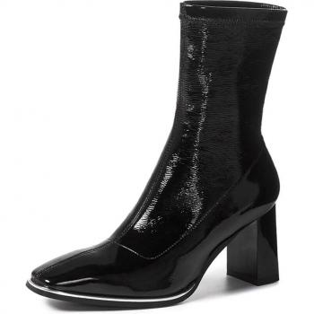 ISNOM Winterstiefel für Frauen mit hohem Absatz