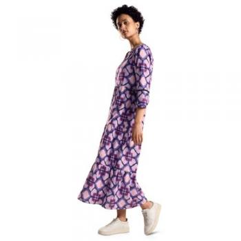Midikleid STREET ONE Gr. 34, EURO-Größen, lila (bellflower lila), Damen, Web, 100% Baumwolle, bedruckt, Kleider, aus 100% Baumwolle