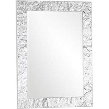Specchio Contemporaneo con Cornice Legno Argento – 65x85 cm