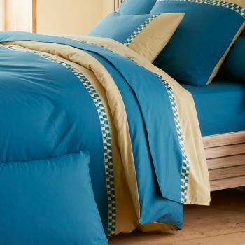 Parure de lit en percale de coton Linoa bleu cobalt (180x290 cm)