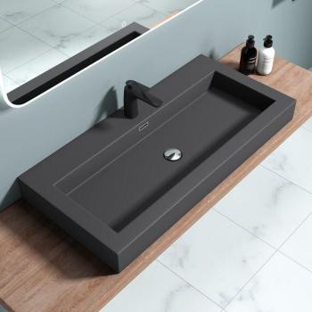 Lavabo Moderno Antracite con Foro Rubinetto