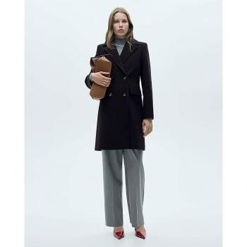 Mango 1XL Navy Double-Breasted Wool Jacket (Female)