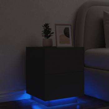 Sleek Black Bedside Table with LED Illumination