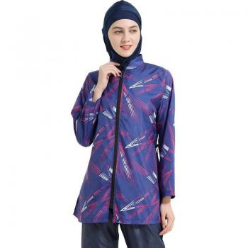 Islamic Modest Swimwear for Plus Size Women Black Three Piece Long Sleeve Swimsuit