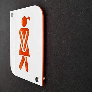 Plaque de porte design en plexi toilettes femmes couleur blanc personnalisable
