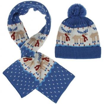 1-4T Cartoon Beanie and Scarf Set