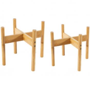 2X Mini Wooden Flower Stand, Desktop Plant Holder for Window and Balcony, 20x20cm & 25x25cm