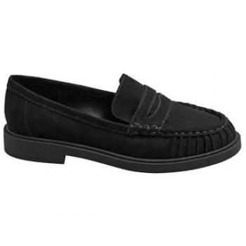 Yours Curve Loafers Noirs avec Couture Étendue