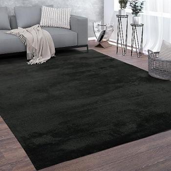 Tappeto Nero Moderno Lavabile a Pelo Corto 80x150 cm