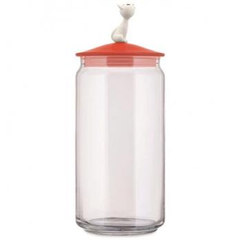 Alessi MiòJar Katzenfutterbehälter 1,5 l rotorange aus Glas