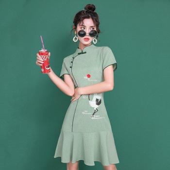 Slim Fit Short Sleeve Cheongsam Dress