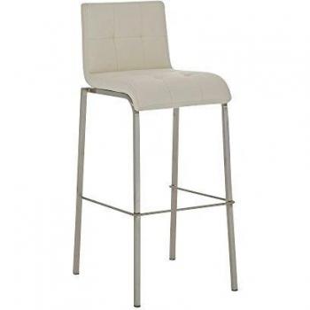 Barstuhl AVOLA in Creme: Edelstahl‑Rahmen, Kunstlederbezug, 78 cm Sitzhöhe, Fußstütze