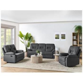 Bergen II Sofa Gris Profond avec Rangement Manuel Incliné