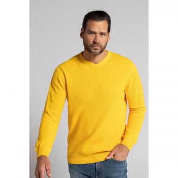 Felpa Lavorata Scollatura a V Giallo Uomo 6XL Cotone JP1880