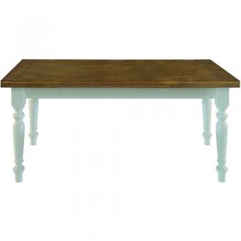 Tavolo da Pranzo in Legno Rovere e Bianco, Allungabile 90x90 cm Country Chic