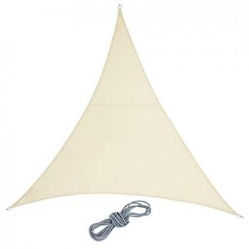 Beige Triangular Sun Sail, 3m x 3m, UV Protective PES Fabric