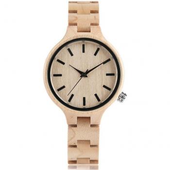 Women's Casual Wood Watch with Folding Clasp