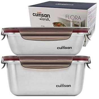 Caja Dual Cuitisan Flora 0,6 L y 1 L – Acero Inoxidable