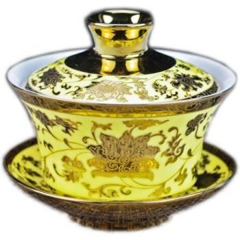 Cuenco de té Gaiwan dorado 230ml