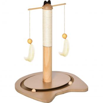 PawHut Tiragraffi per Gattini Fino 5kg con Piume, Palline e Accessori in Legno, 40x37x51cm