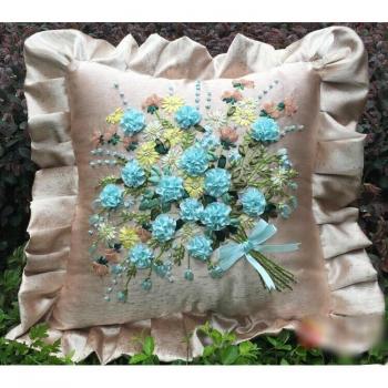Cœur de Fleurs Bleu-Pivoine 45x45 – Kit Décor Intérieur