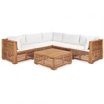Set di Divani da Giardino 6pz in Teak con Cuscini