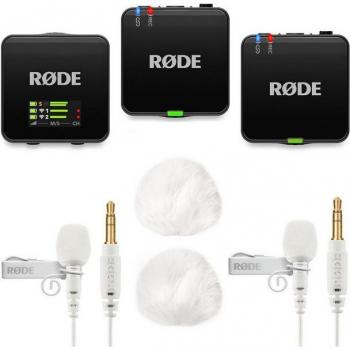 RØDE Wireless GO Gen 3 mit Lavalier Mikrofonen und Windschutz